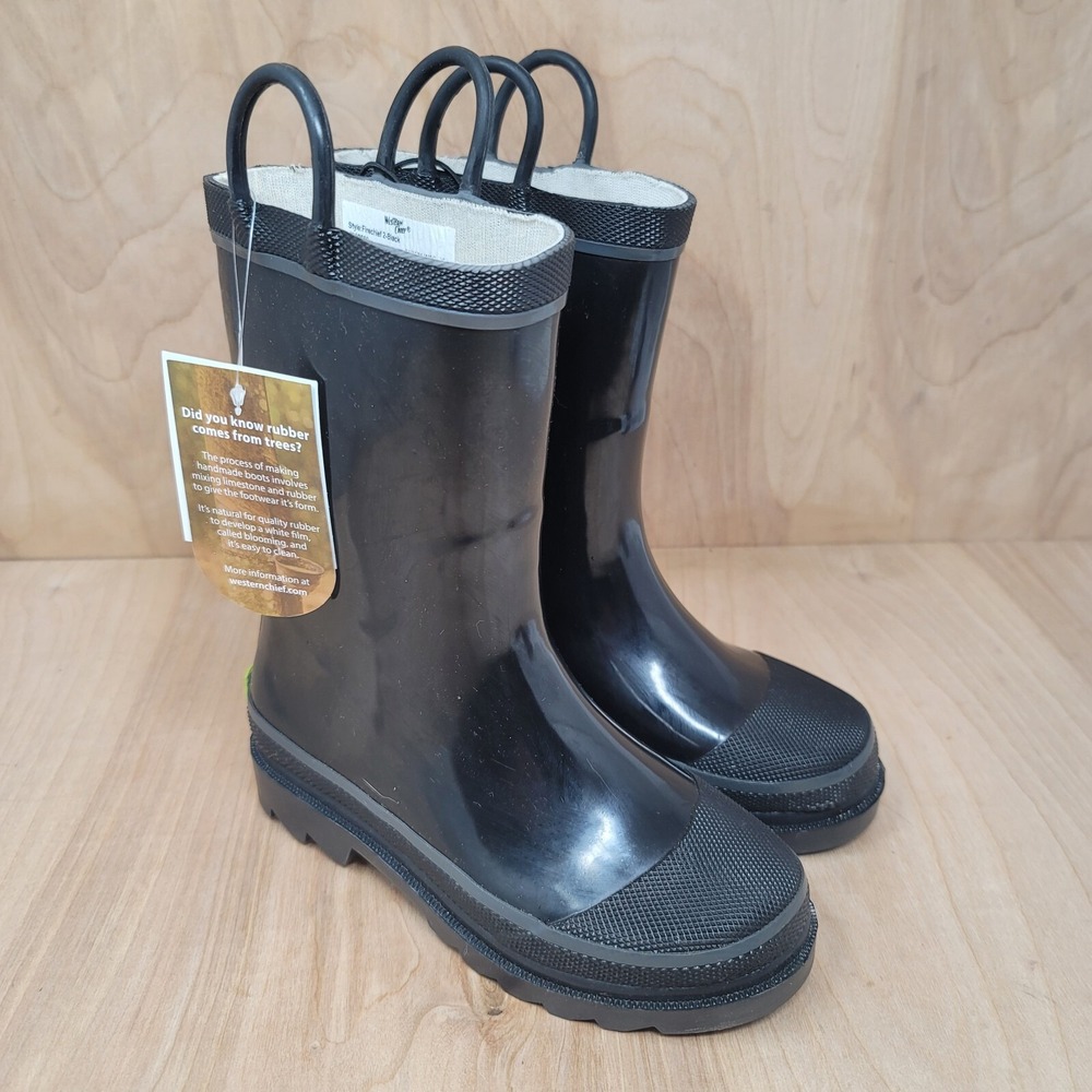 Western Chief Kids Rain Boots Sz 12 M Firechief 2 Black Rubber 4900600